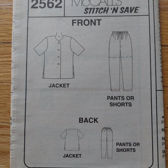 Vintage Plus Size 14-20 Sewing Pattern Shirt/Jacket Shorts Pants UNCUT 2562 - Picture 8 of 10